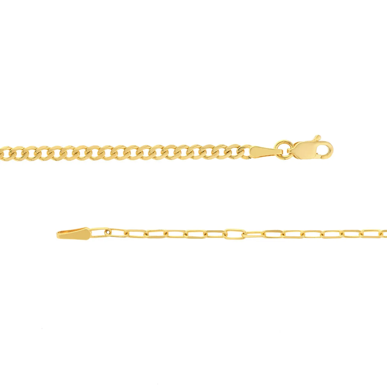 14k Yellow Gold Half Paper Clip Half Curb Bracelet Anklet Choker Necklace Pendant Chain