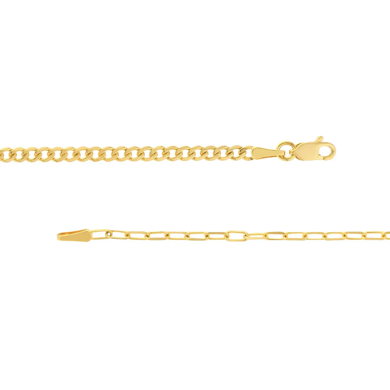 14k Yellow Gold Half Paper Clip Half Curb Bracelet Anklet Choker Necklace Pendant Chain