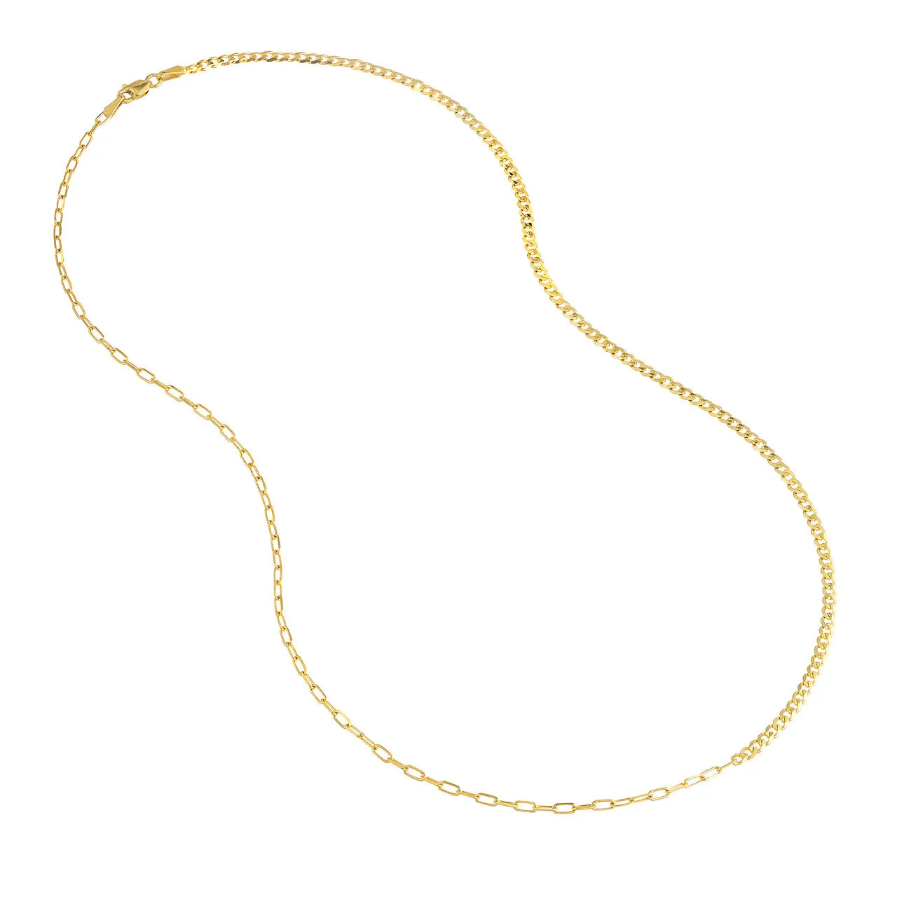14k Yellow Gold Half Paper Clip Half Curb Bracelet Anklet Choker Necklace Pendant Chain