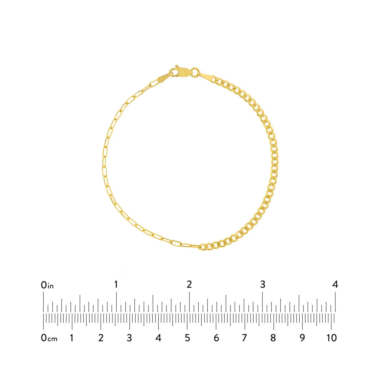 14k Yellow Gold Half Paper Clip Half Curb Bracelet Anklet Choker Necklace Pendant Chain