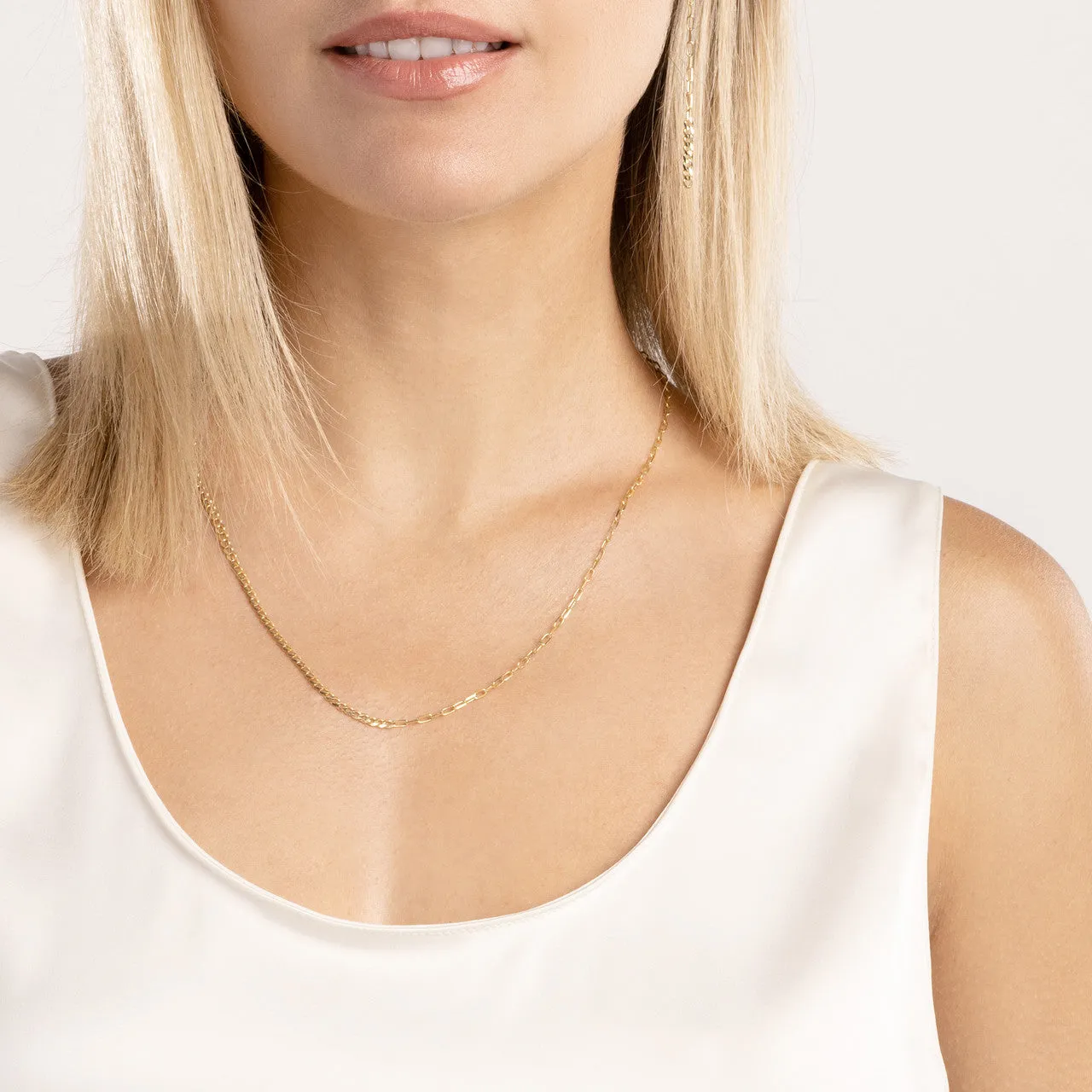 14k Yellow Gold Half Paper Clip Half Curb Bracelet Anklet Choker Necklace Pendant Chain