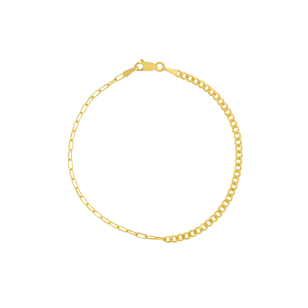 14k Yellow Gold Half Paper Clip Half Curb Bracelet Anklet Choker Necklace Pendant Chain