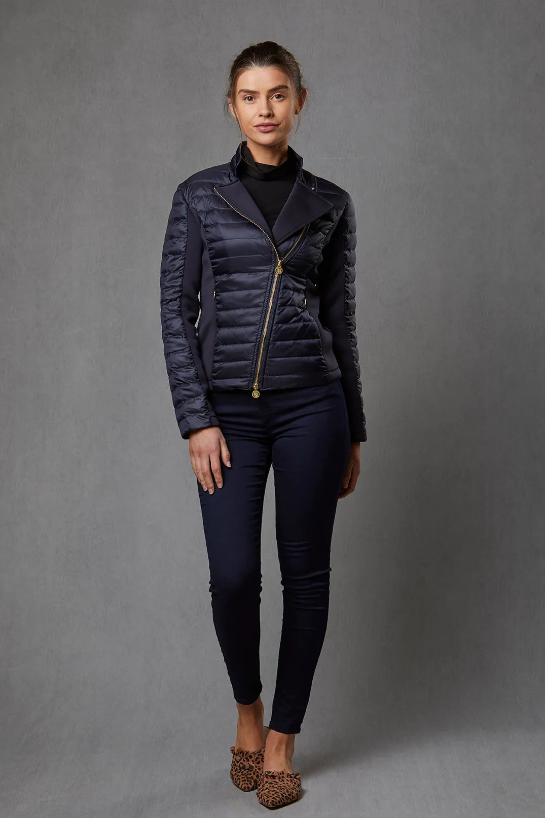 #70 Roxie Puffer Navy Biker Jacket - FAULT - SIZE 10