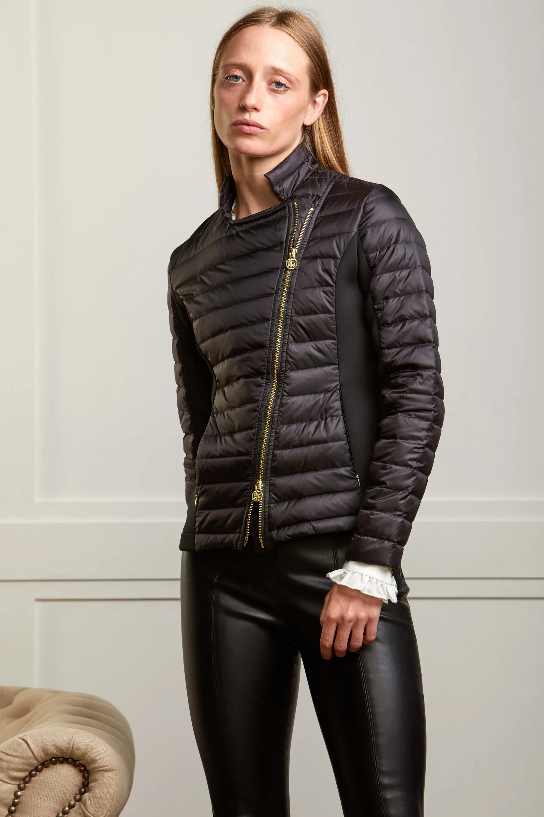 #70 Roxie Puffer Navy Biker Jacket - FAULT - SIZE 10