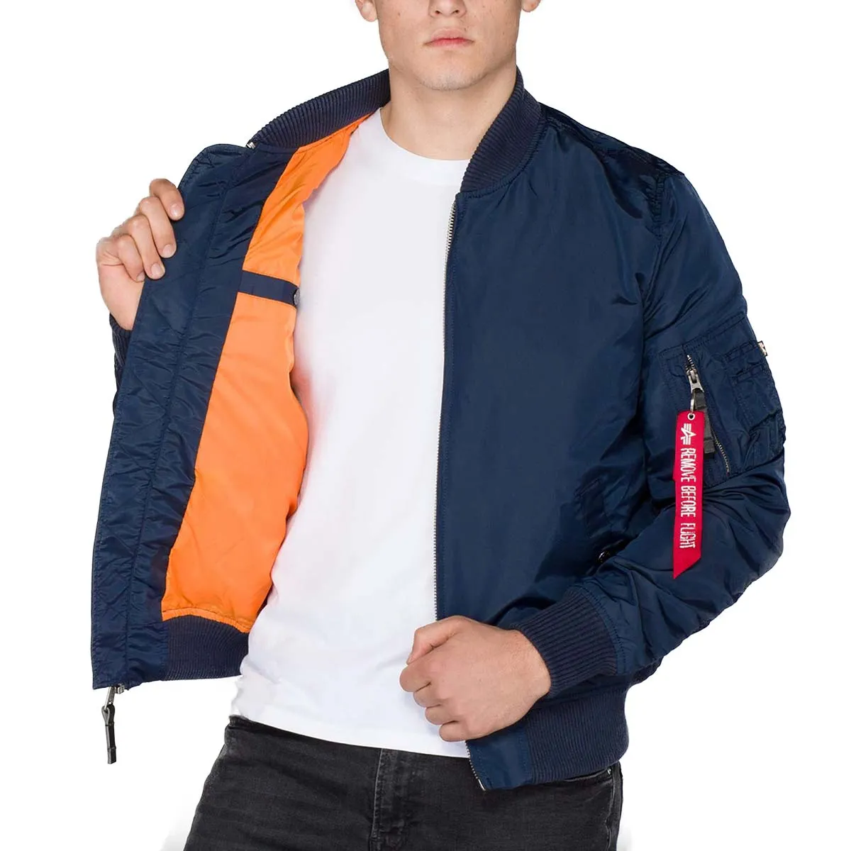 Alpha Industries MA-1 TT Flight Jacket in Rep Blue - Classic Lightweight Bomber Jacket for Men