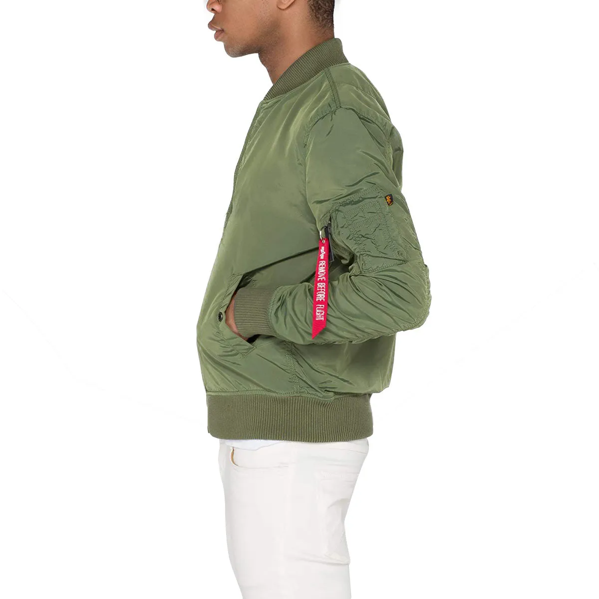 Mens Lightweight Sage Green Alpha Industries MA-1 TT Slim Fit Flight Jacket