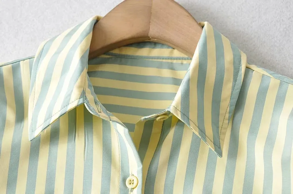 Antibes Striped Front Pocket Oversized Shirt - 2 Colors - S-L