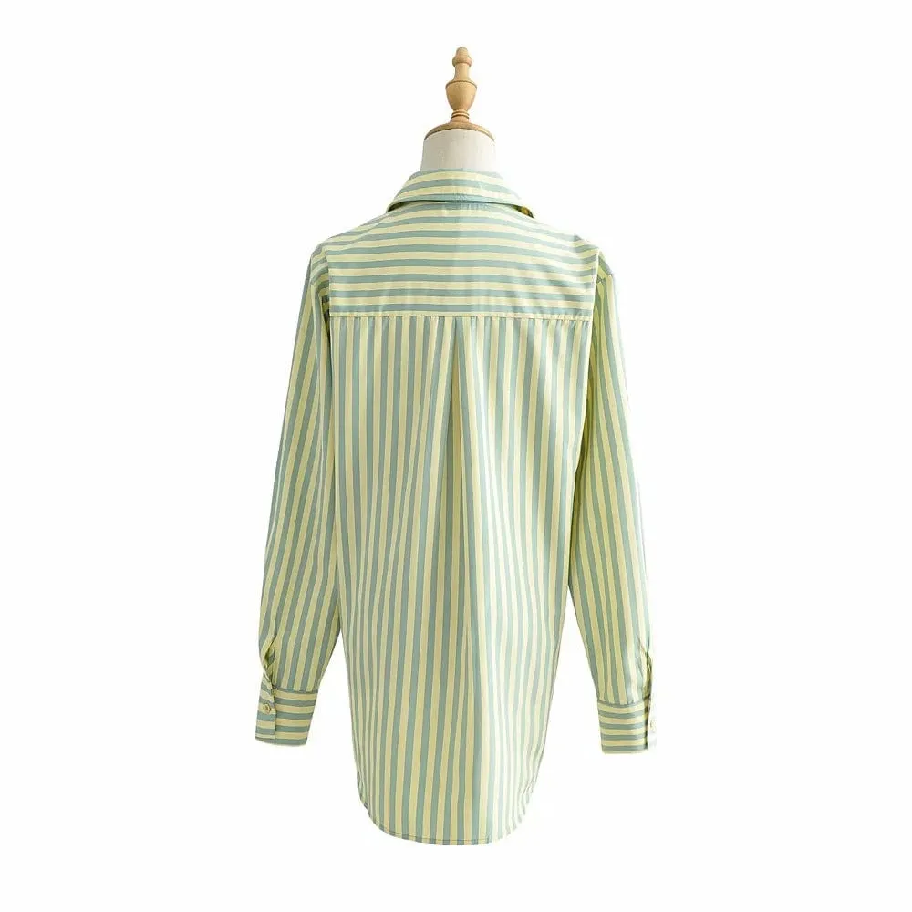 Antibes Striped Front Pocket Oversized Shirt - 2 Colors - S-L