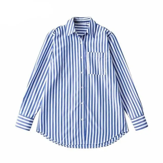 Antibes Striped Front Pocket Oversized Shirt - 2 Colors - S-L