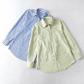 Antibes Striped Front Pocket Oversized Shirt - 2 Colors - S-L