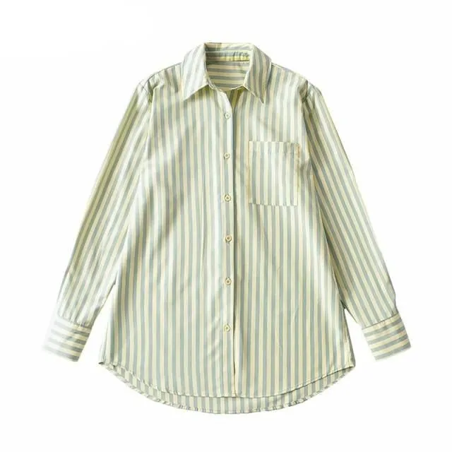 Antibes Striped Front Pocket Oversized Shirt - 2 Colors - S-L