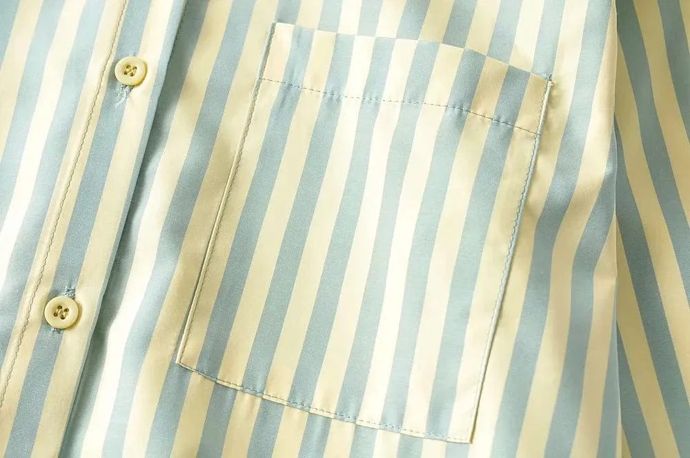 Antibes Striped Front Pocket Oversized Shirt - 2 Colors - S-L