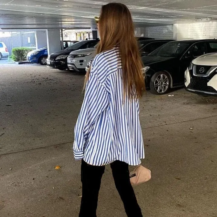 Antibes Striped Front Pocket Oversized Shirt - 2 Colors - S-L