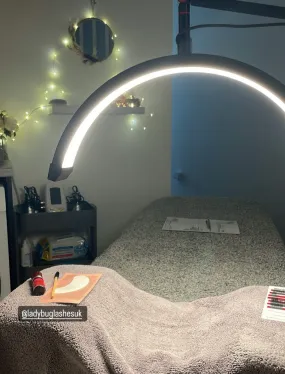Bed/table mounted half moon led light lamp Black