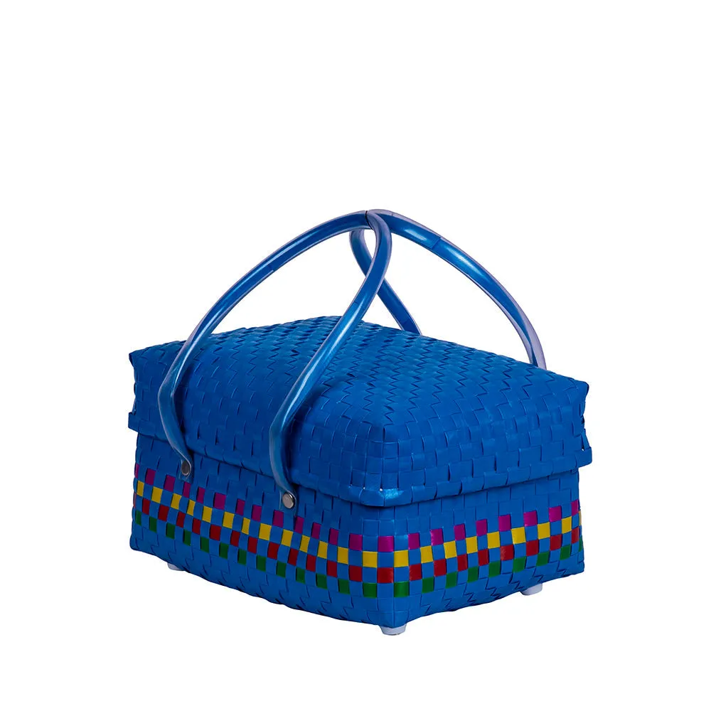 Blue Half Basket with Lid