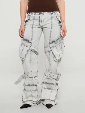 Stylish Dusty White Cargo Twill Trousers for Men/Women