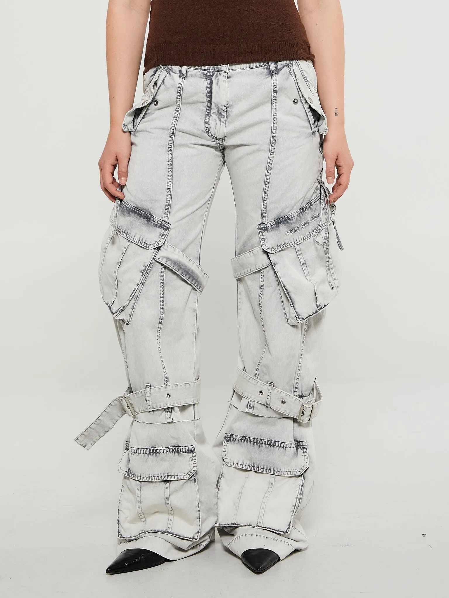 Stylish Dusty White Cargo Twill Trousers for Men/Women