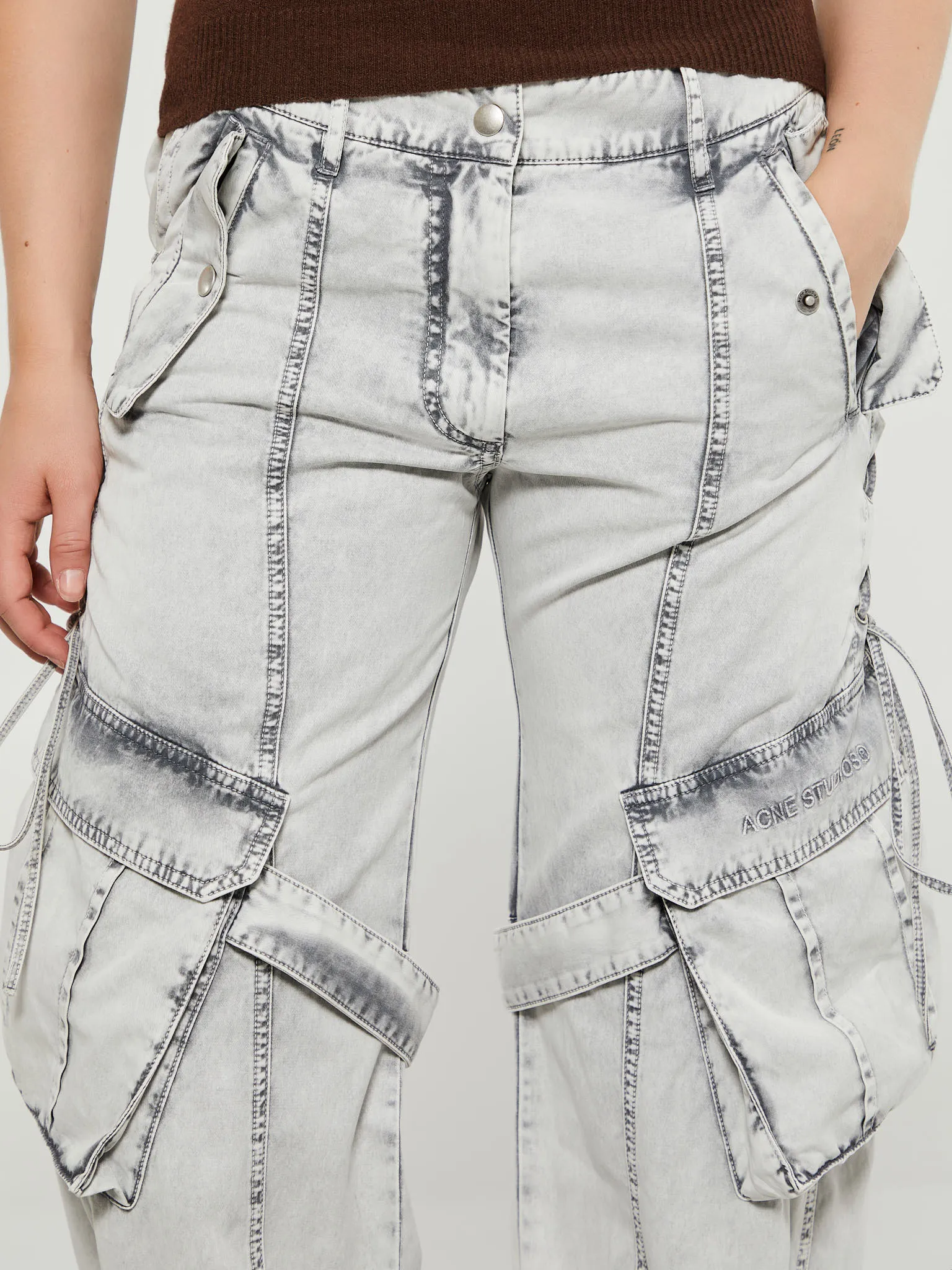 Stylish Dusty White Cargo Twill Trousers for Men/Women