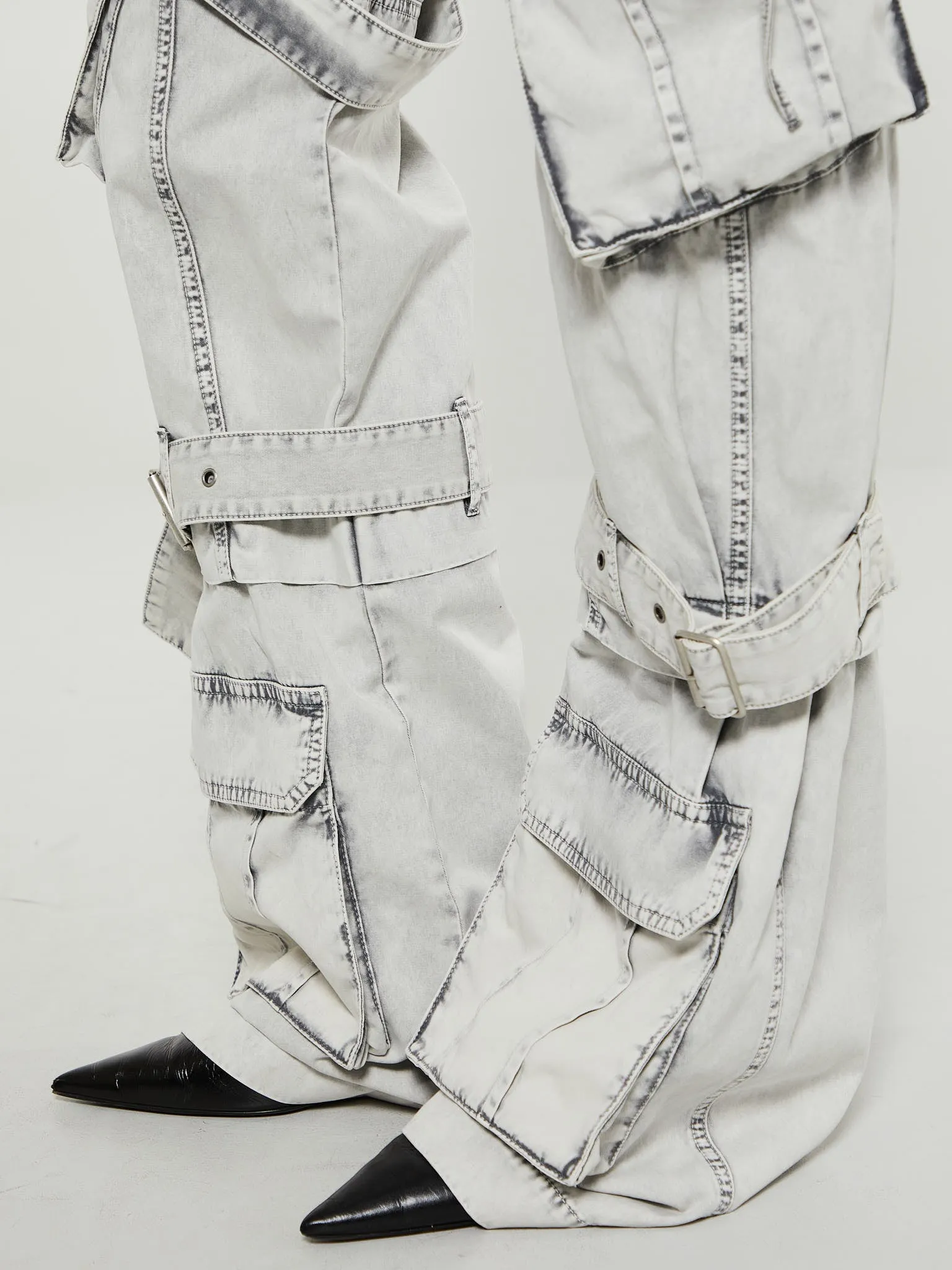 Stylish Dusty White Cargo Twill Trousers for Men/Women
