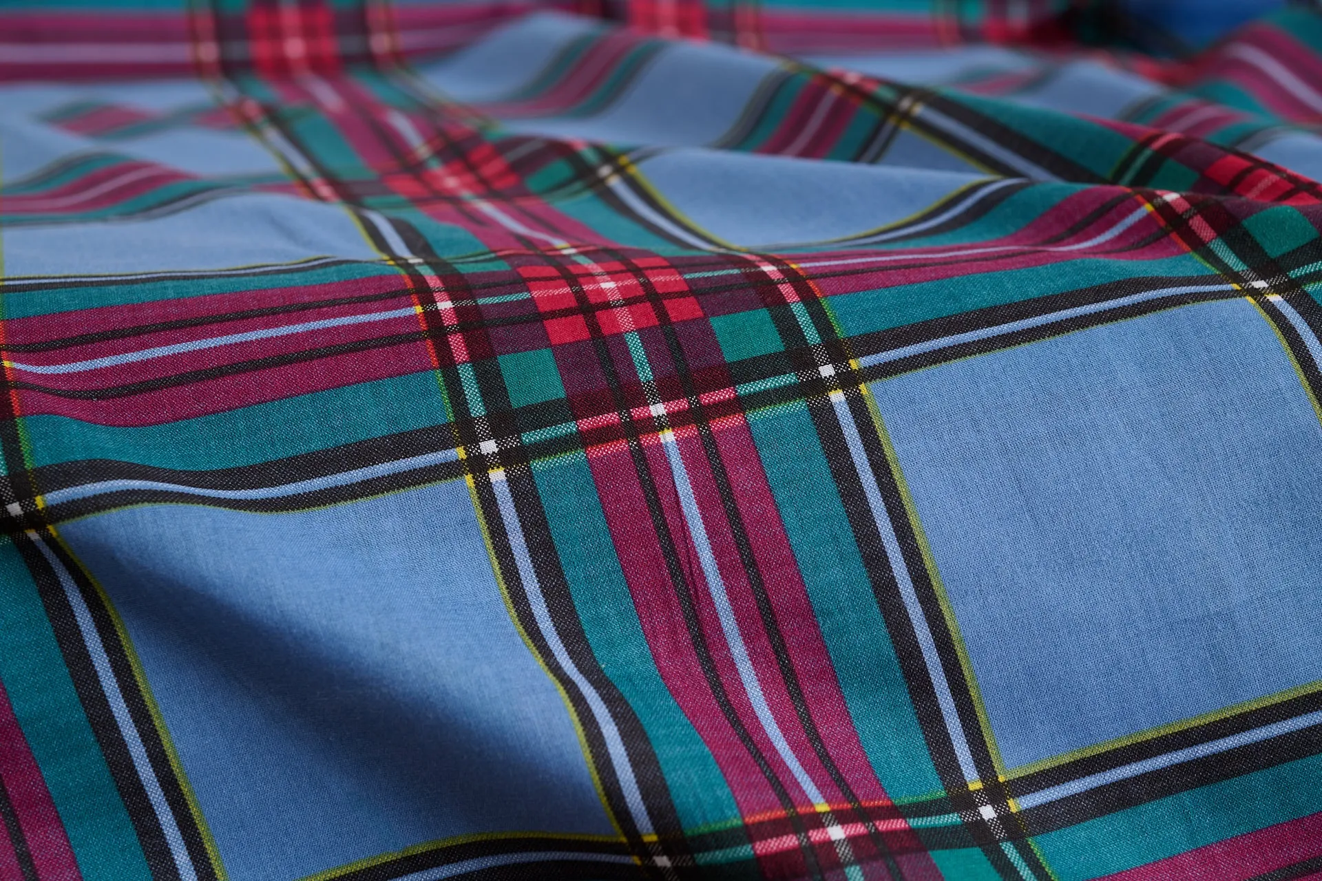 Carolina Blue Plaid Cotton Voile
