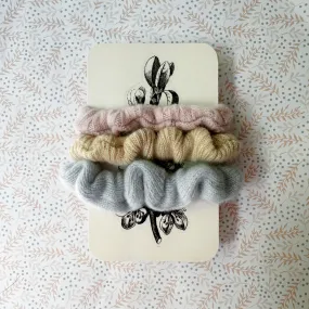 Cashmere scrunchies for weak fragile hair  | Set of 3 | Ready-To-Ship