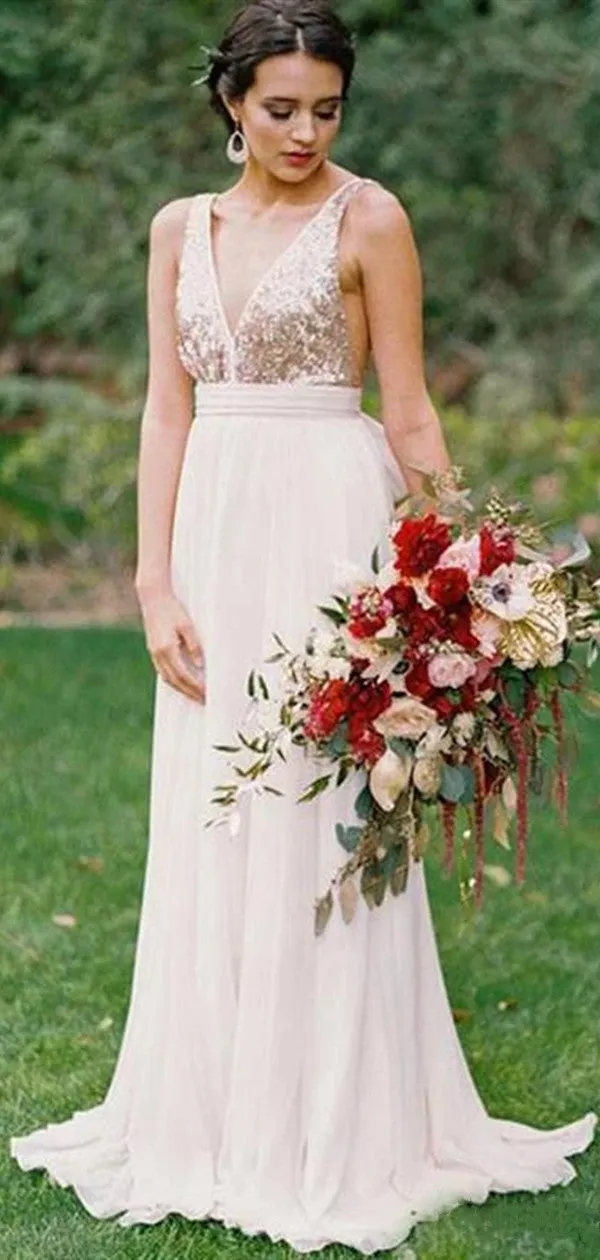 Deep V-neck Bridesmaid Dresses, Open Back Long 2020 Bridesmaid Dresses
