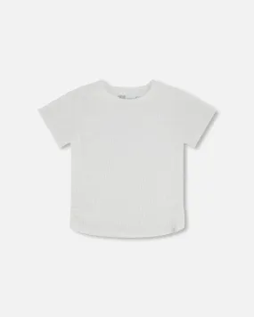 Deux Par Deux Girls Crinkle Jersey Top   G30YG70   Off White