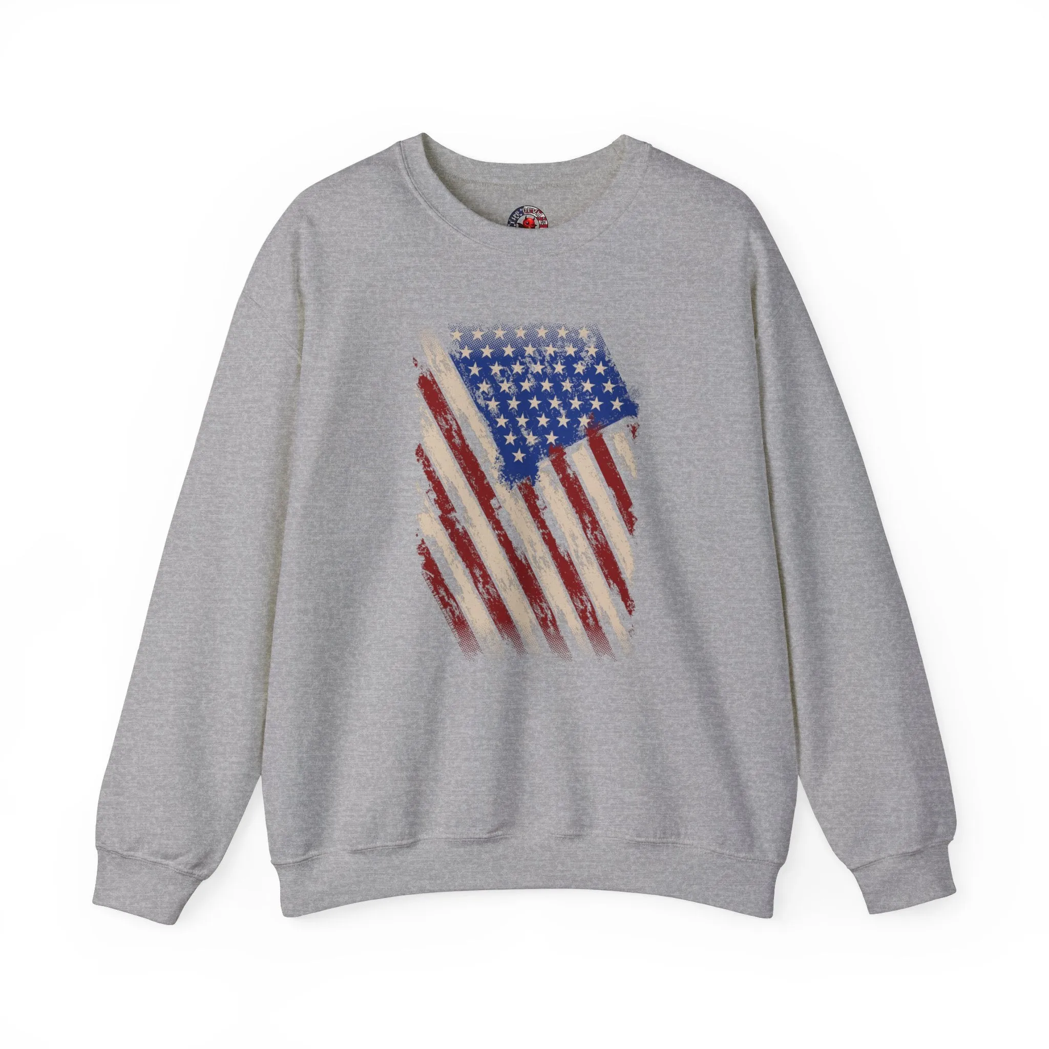 Distressed American Flag Crewneck Sweatshirt