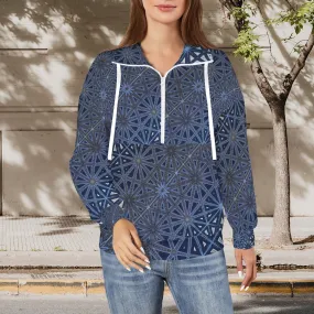 Half Zip Pullover Sweatshirt Old Blue Car
