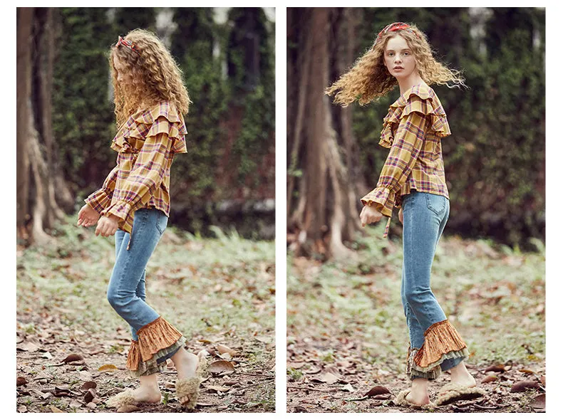JAM PRINCESS FRILL HEM CROP JEANS