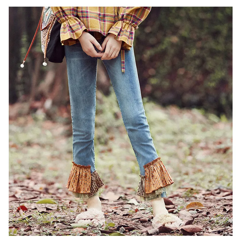 JAM PRINCESS FRILL HEM CROP JEANS
