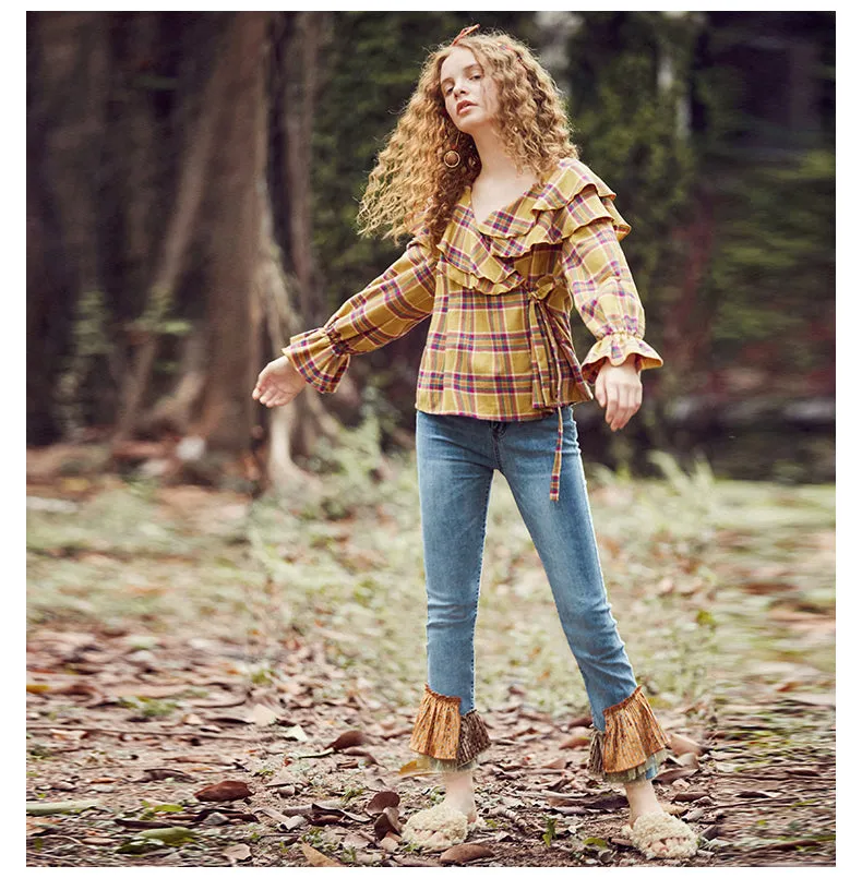 JAM PRINCESS FRILL HEM CROP JEANS