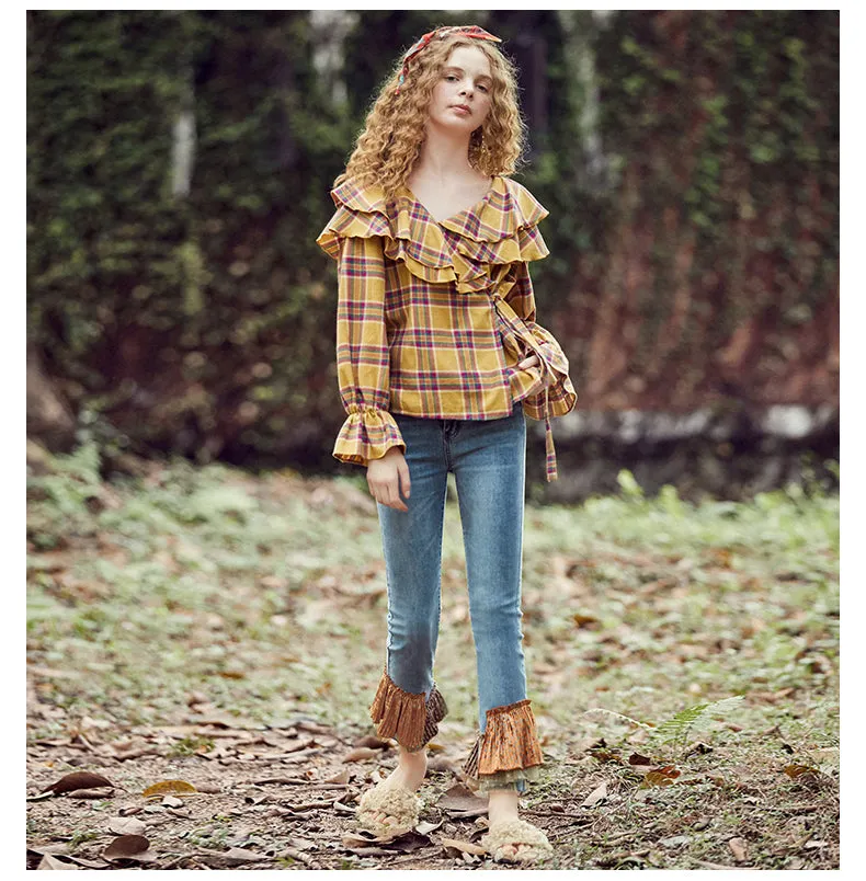 JAM PRINCESS FRILL HEM CROP JEANS