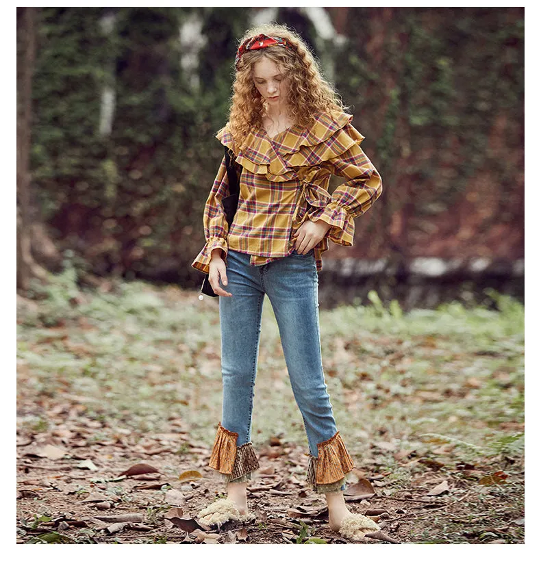 JAM PRINCESS FRILL HEM CROP JEANS