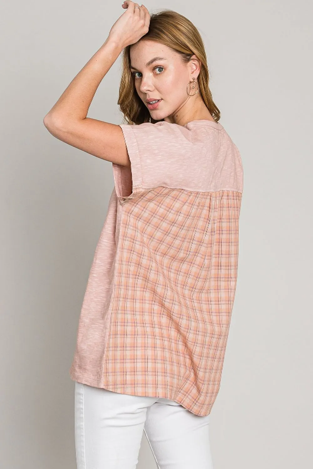 Label Plaid Short Sleeve T-Shirt