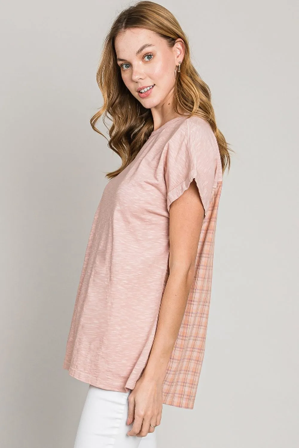 Label Plaid Short Sleeve T-Shirt