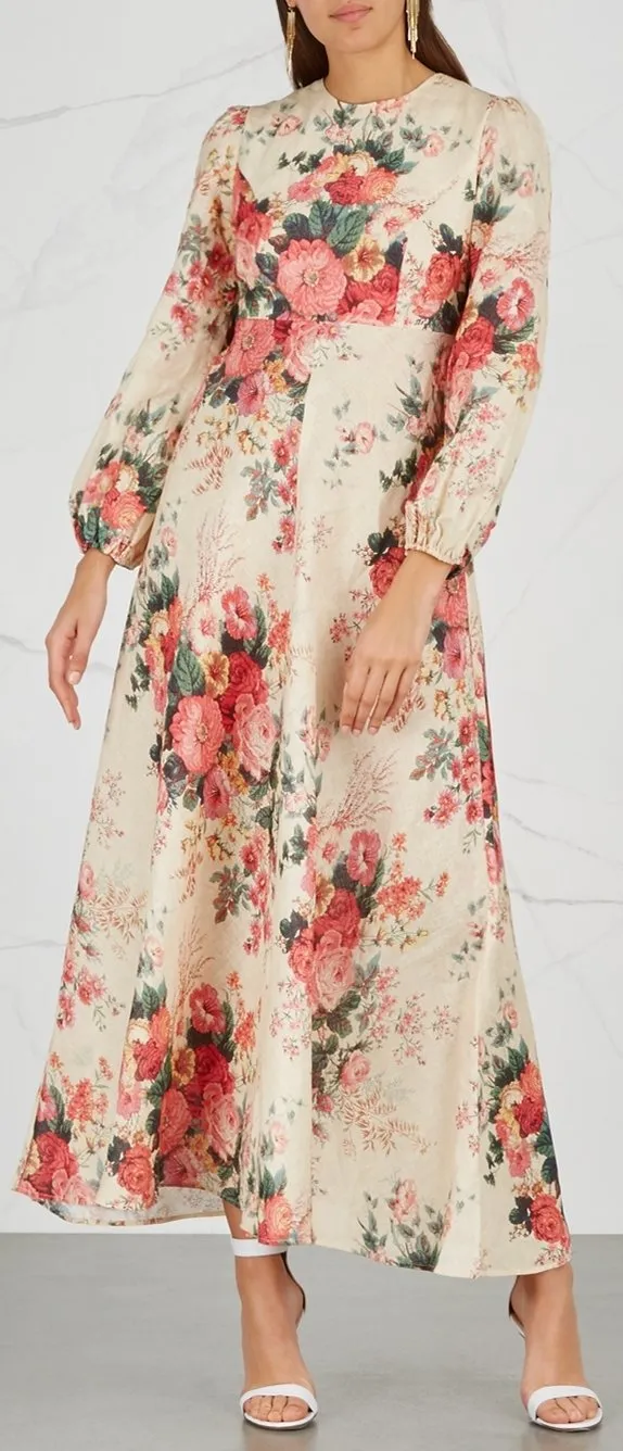 'Laelia' Floral-Print Linen Dress