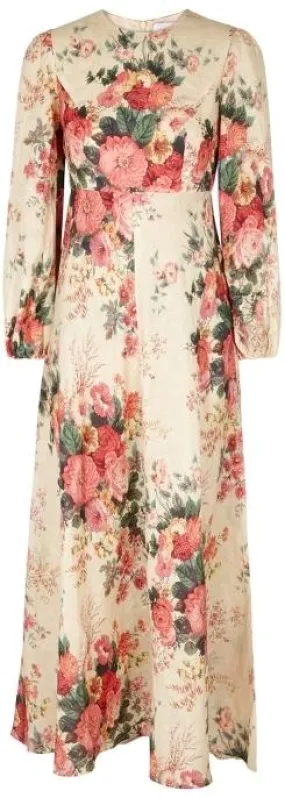 'Laelia' Floral-Print Linen Dress