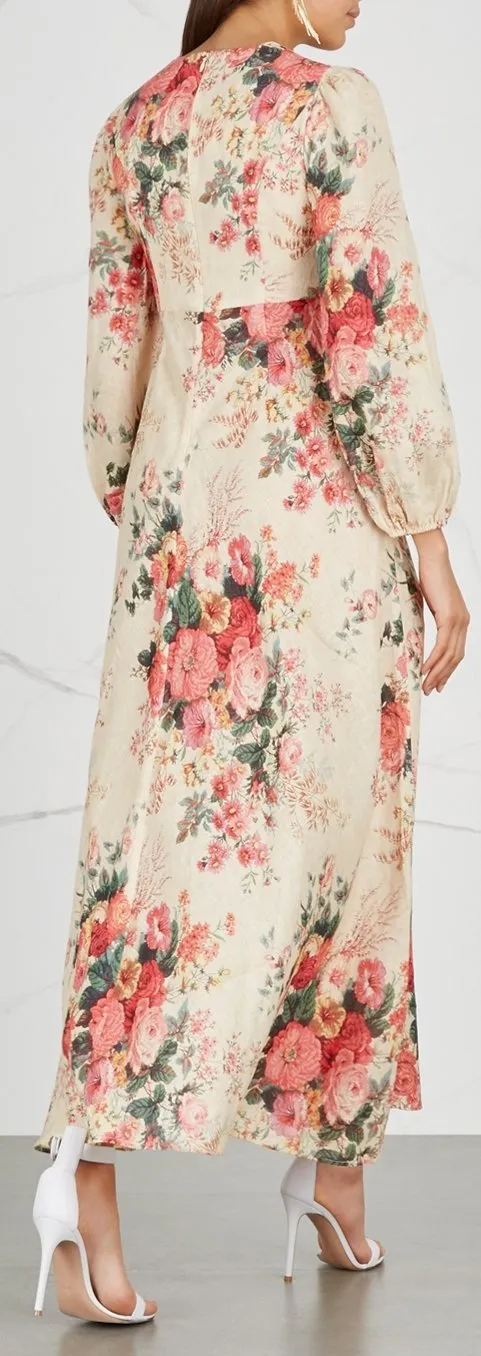 'Laelia' Floral-Print Linen Dress