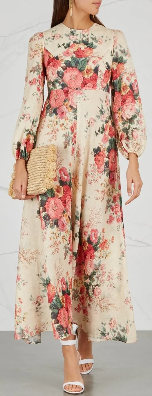 'Laelia' Floral-Print Linen Dress