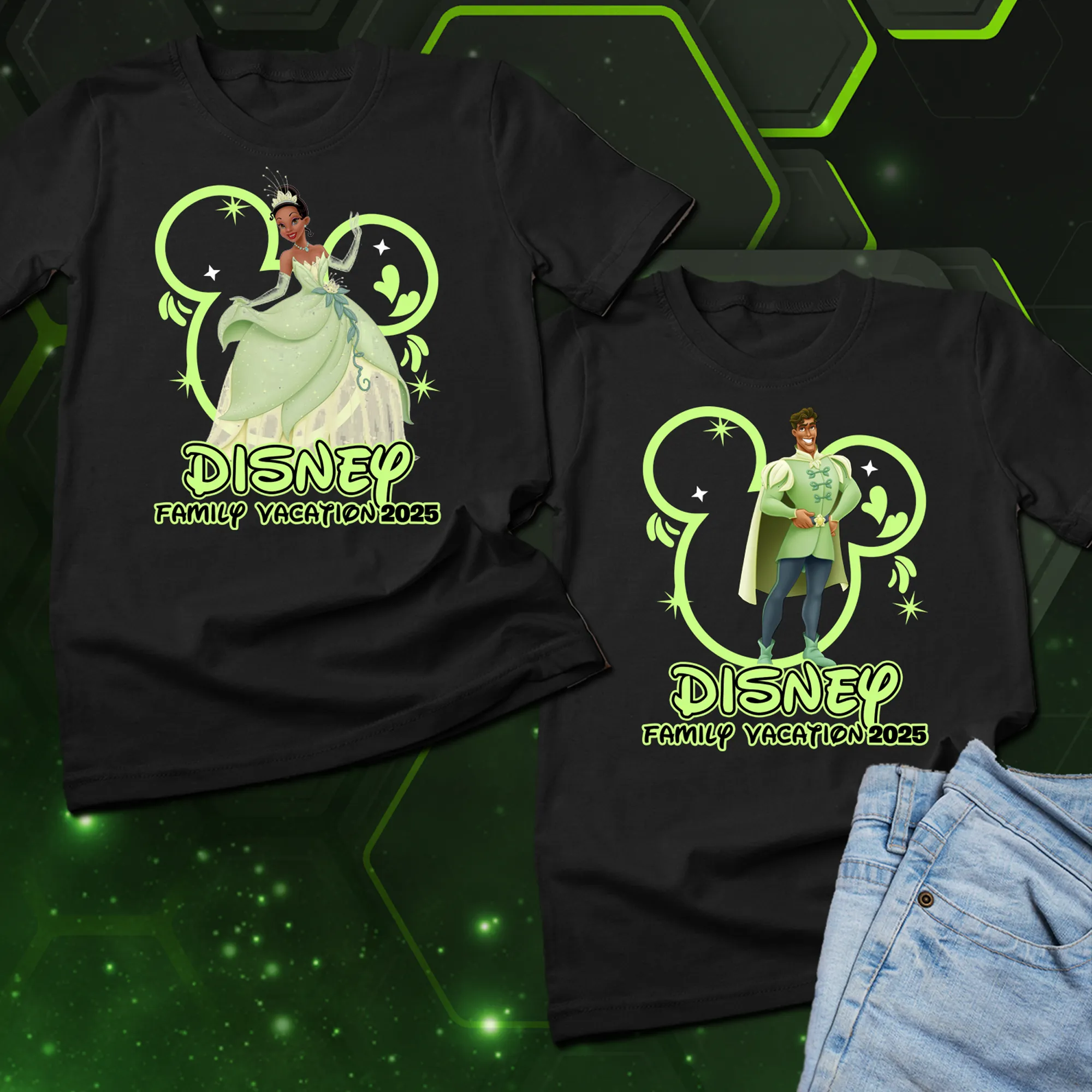 Matching Princess and The Frog 2025 Family Vacation Shirts, Princess Tiana Vacation Shirts