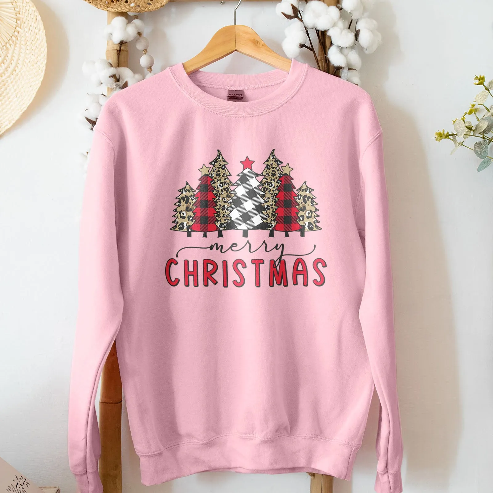 Merry Christmas Plaid and Leopard Sweatshirt