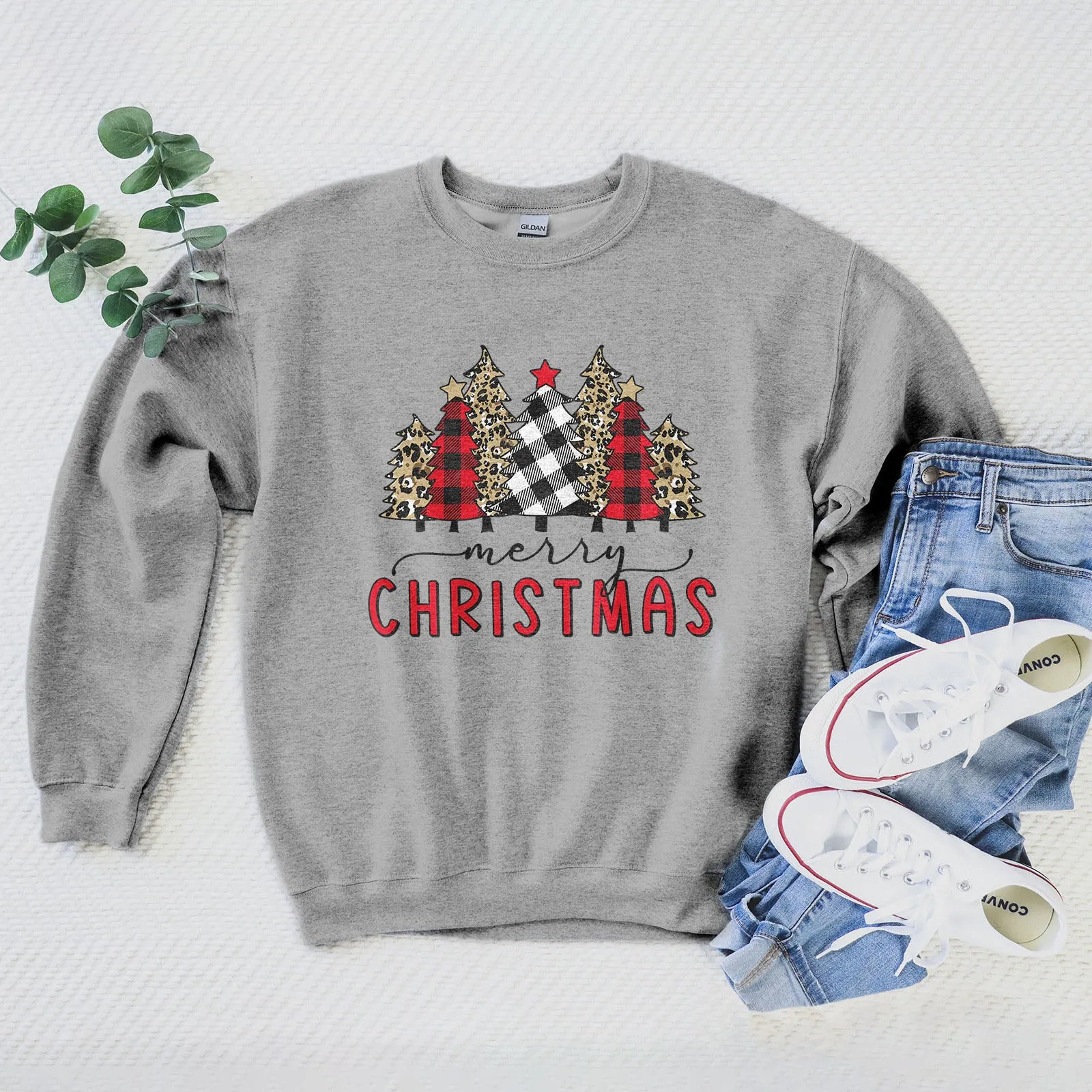 Merry Christmas Plaid and Leopard Sweatshirt