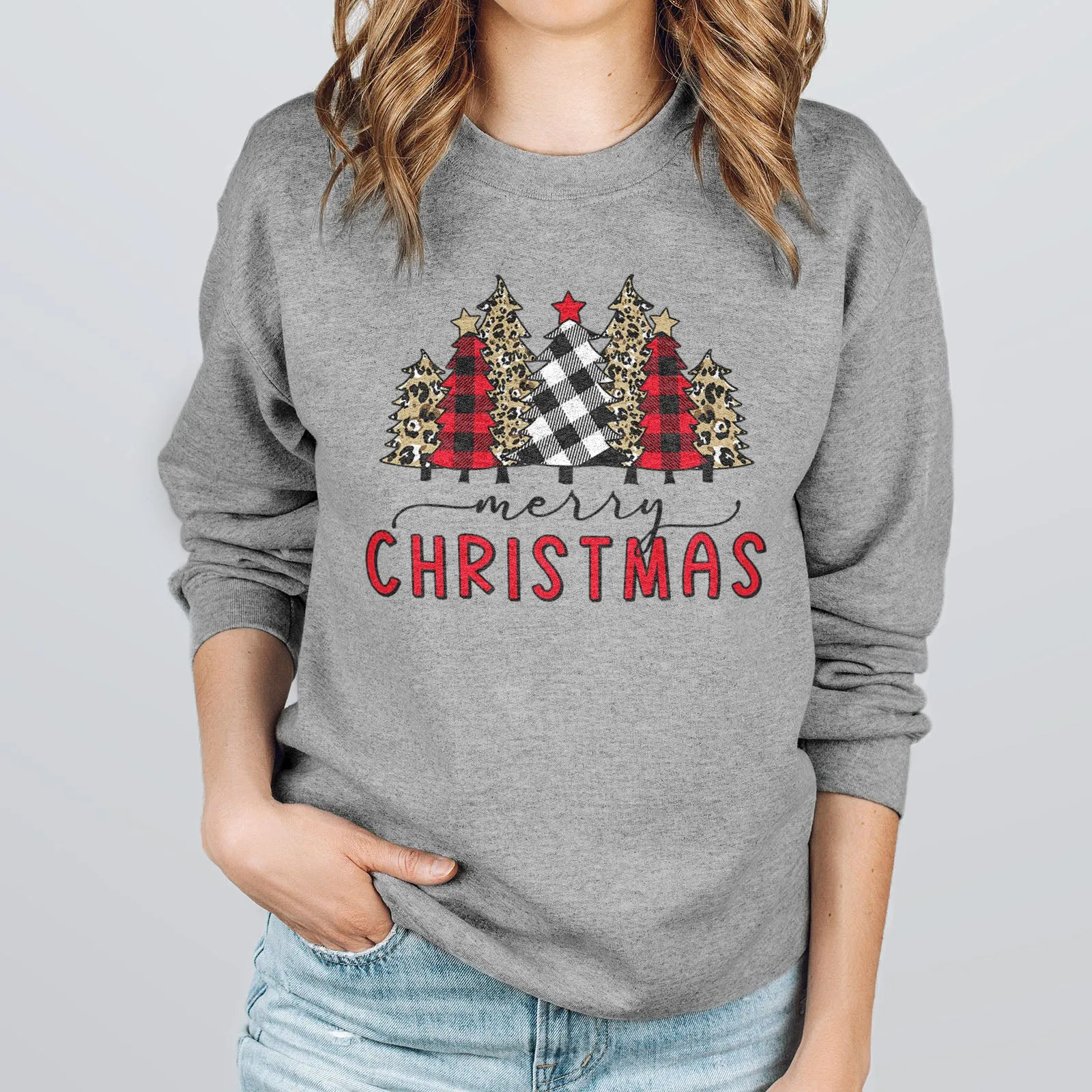 Merry Christmas Plaid and Leopard Sweatshirt
