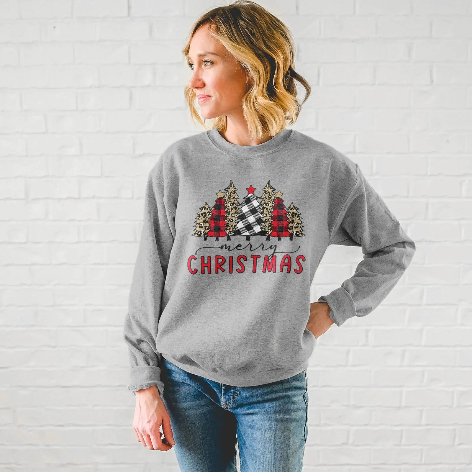 Merry Christmas Plaid and Leopard Sweatshirt