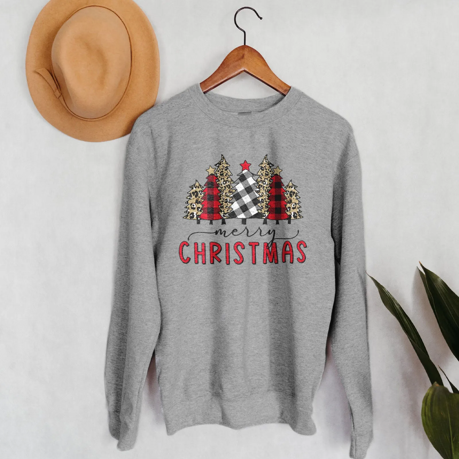 Merry Christmas Plaid and Leopard Sweatshirt