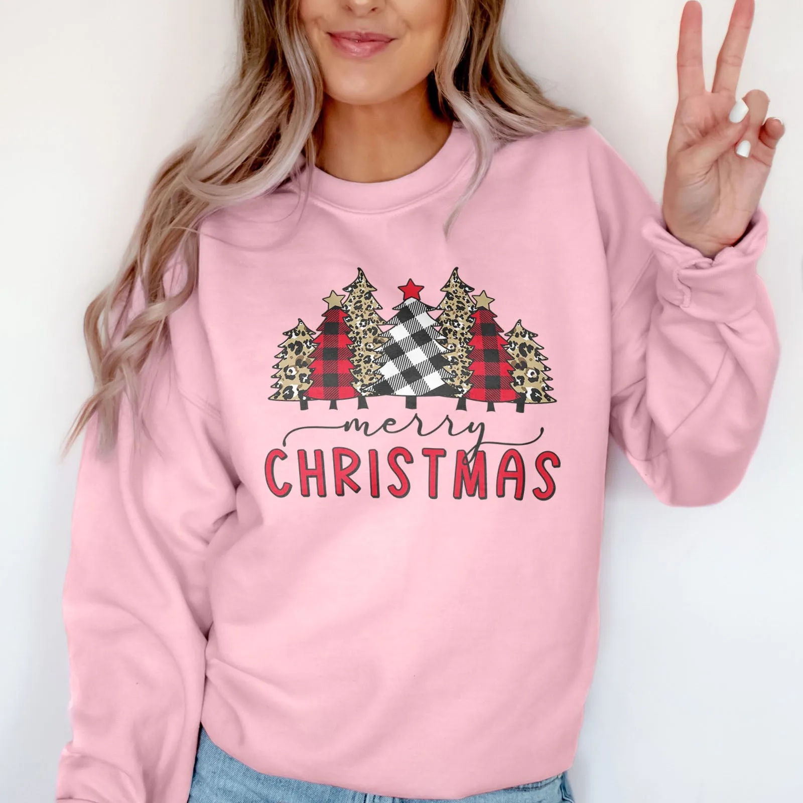 Merry Christmas Plaid and Leopard Sweatshirt