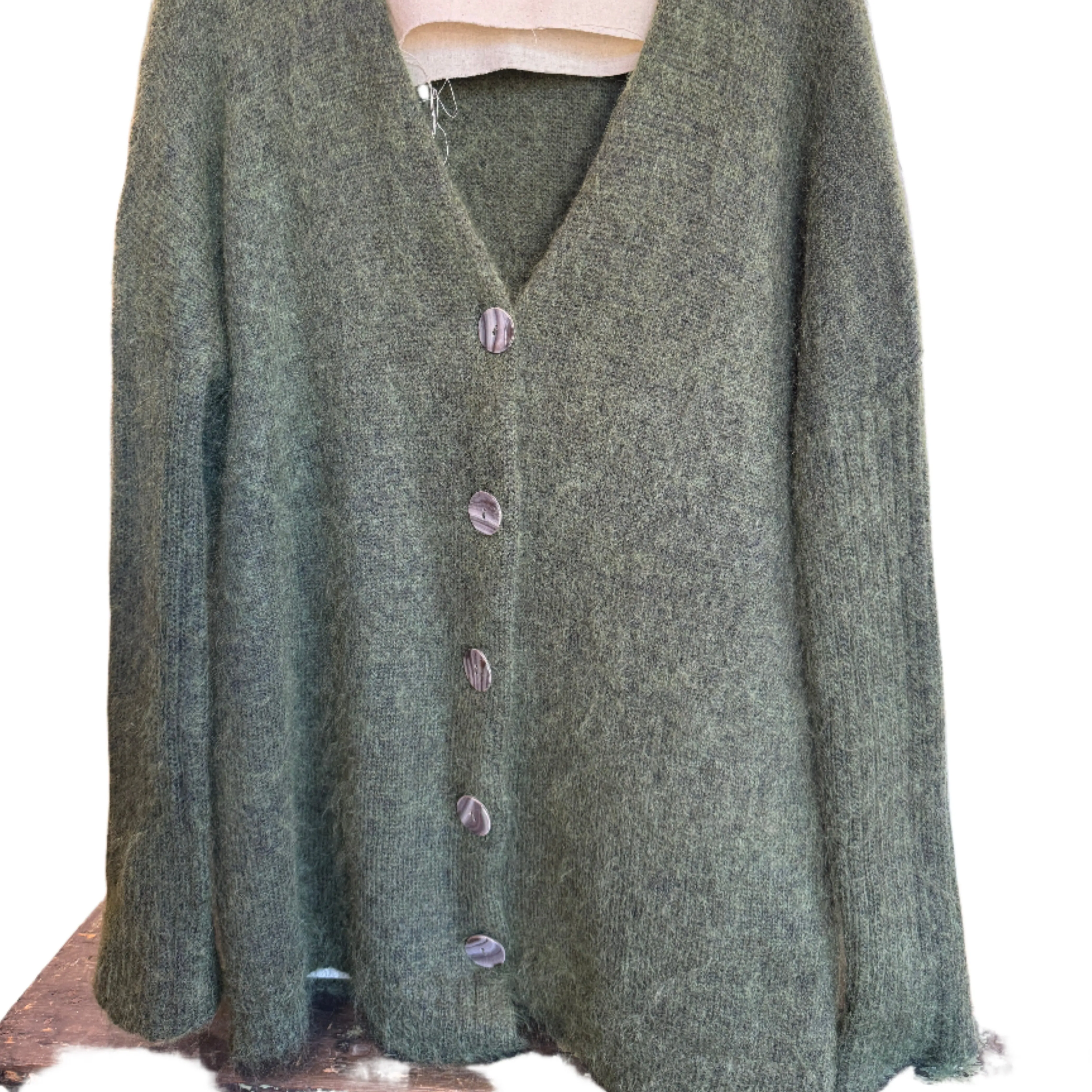 Mohair 5 button long cardigan