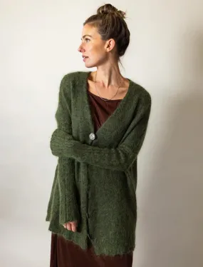 Mohair 5 button long cardigan