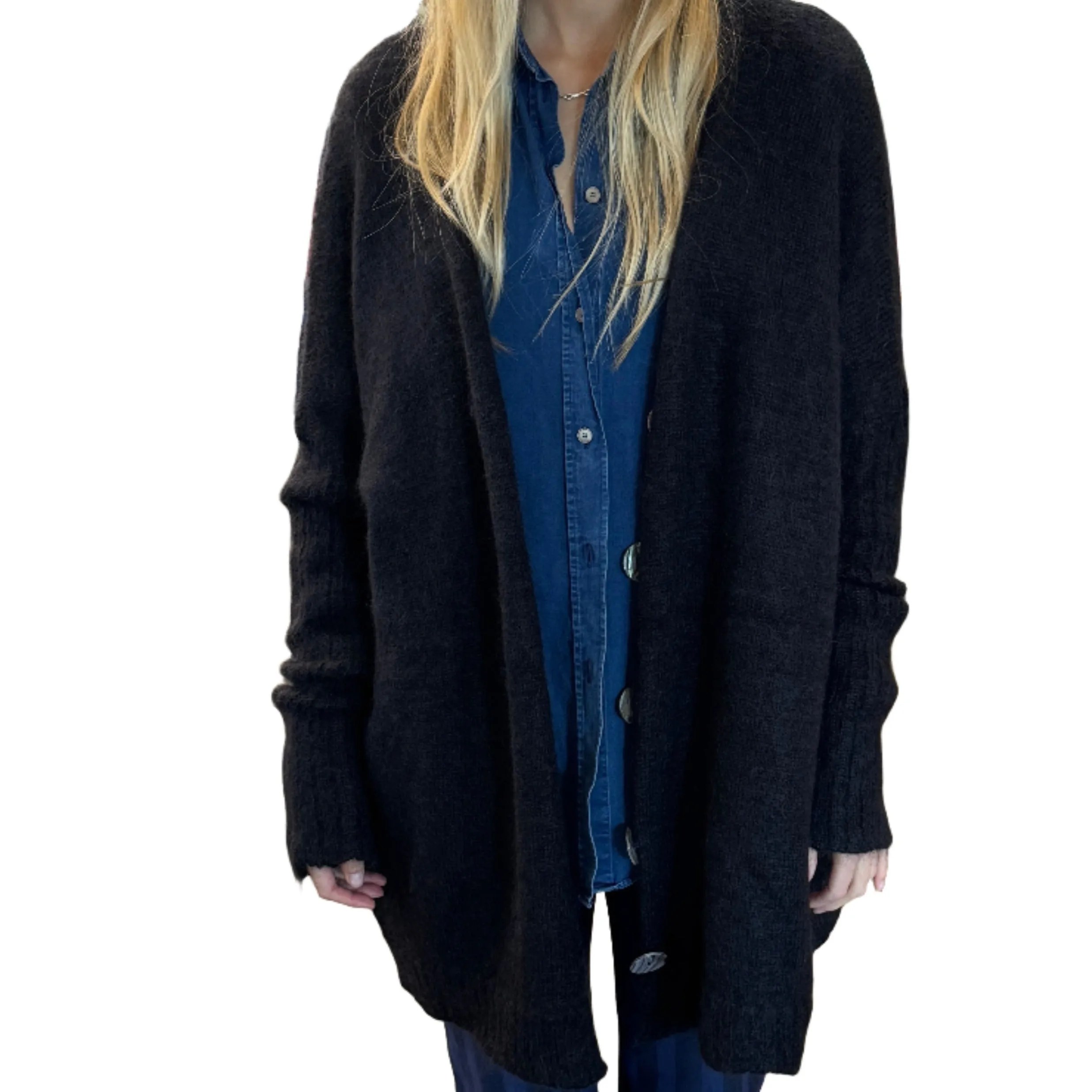 Mohair 5 button long cardigan
